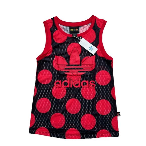 PHARRELL WILLIAMS X ADIDAS AI0784 Dear Baes BASKETBALL Tank Polka Red Black (S) - Picture 4 of 9
